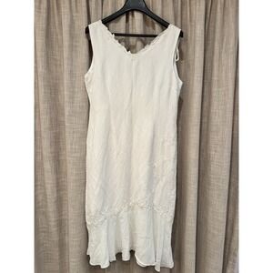 Vintage Linen Maxi 14 Beaded Chiffon Asymmetrical Beach Fairy Wedding Resort‎